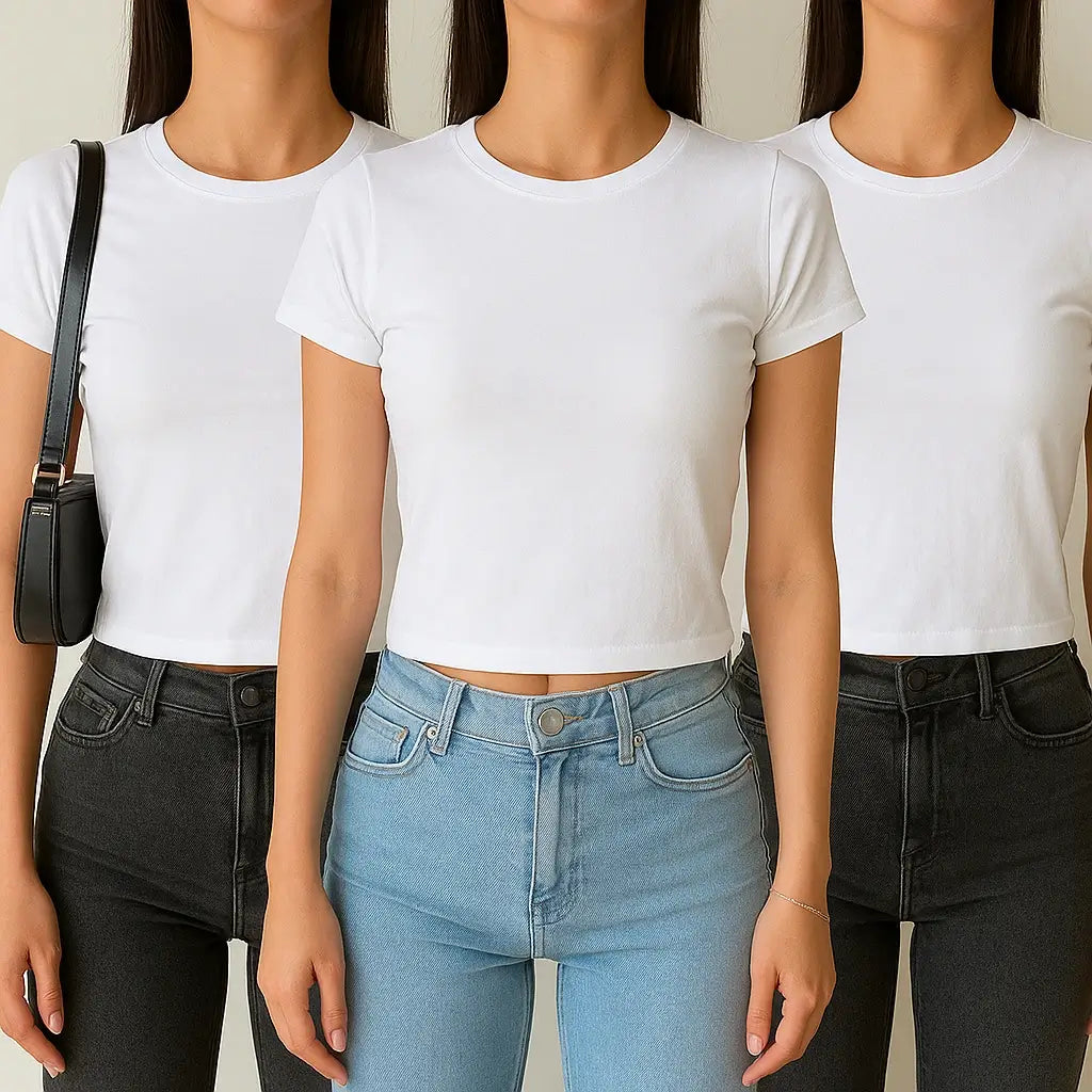 Kurzärmeliges Basic-T-Shirt für Frauen - 3er-Set